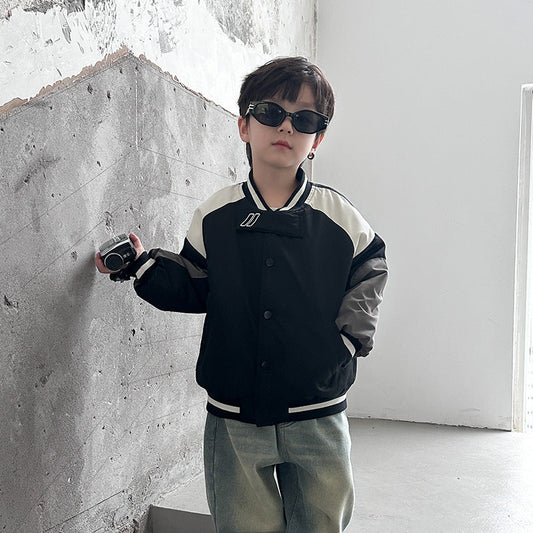 Amo Beibei 2023 Winter Children's Thickened Jacket Baby Warm Cotton Clothes Boys and Girls Contrast Color Quilted Baseball Jacket