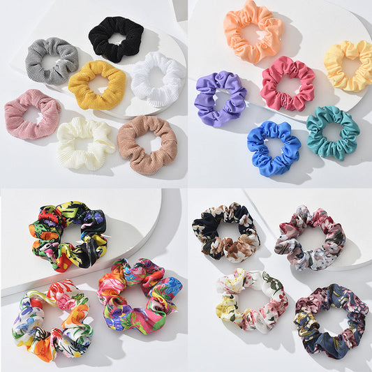 Cross-border French-style fat intestine hair ring head flower simple hair tied ponytail knitted mesh large intestine hair ring headdress female