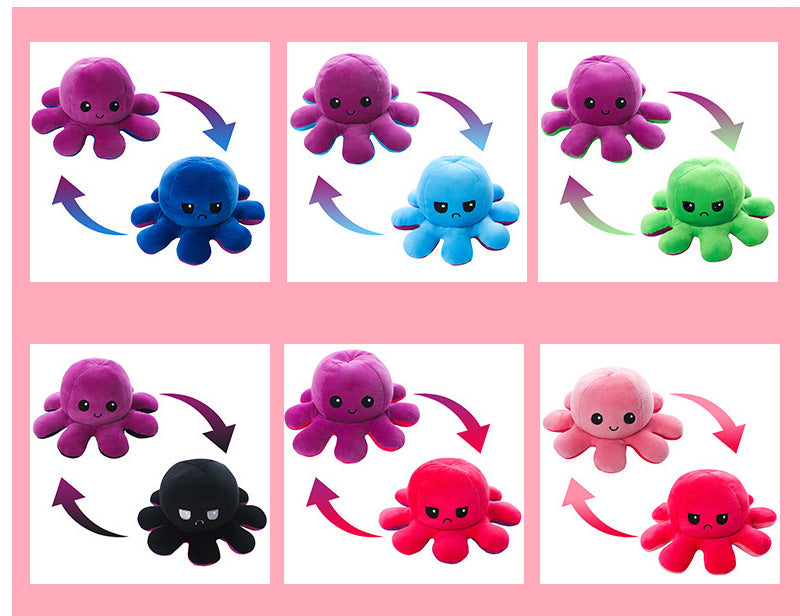 Cross-border hot selling reversible octopus toy doll double-sided reversible octopus plush toy reversible octopus doll