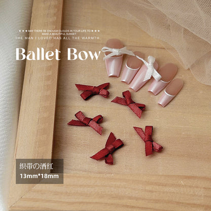 Net celebrity ballet shoes bow ribbon ribbon nail accessories gentle pure desire style retro solid color nail accessories