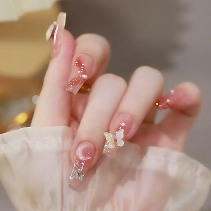 Douyin hot-selling hand-made wearable nail art nail tips French gradient cat's eye high-end nail stickers finished product is detachable