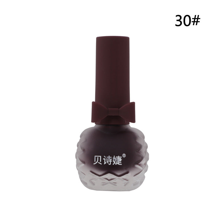 Dongbei Shijie frosted matte ប្រាំពីរថ្ងៃ លាបពណ៌ក្រចកដែលមិនជ្រាបទឹក ជាប់បានយូរ plum ពណ៌សិស្សធ្វើឱ្យក្រចកធ្វើឱ្យស្អាត