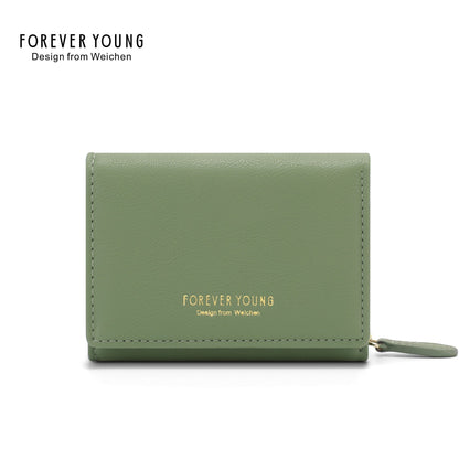 Forever Young ladies short wallet ticket clip tri-fold lightweight multi-functional dual-use card holder coin purse female 