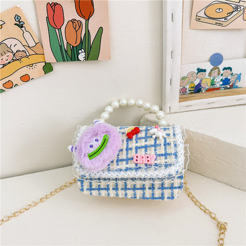 New style children's shoulder bag fashion pearl handbag cartoon cute girl coin crossbody bag wholesale