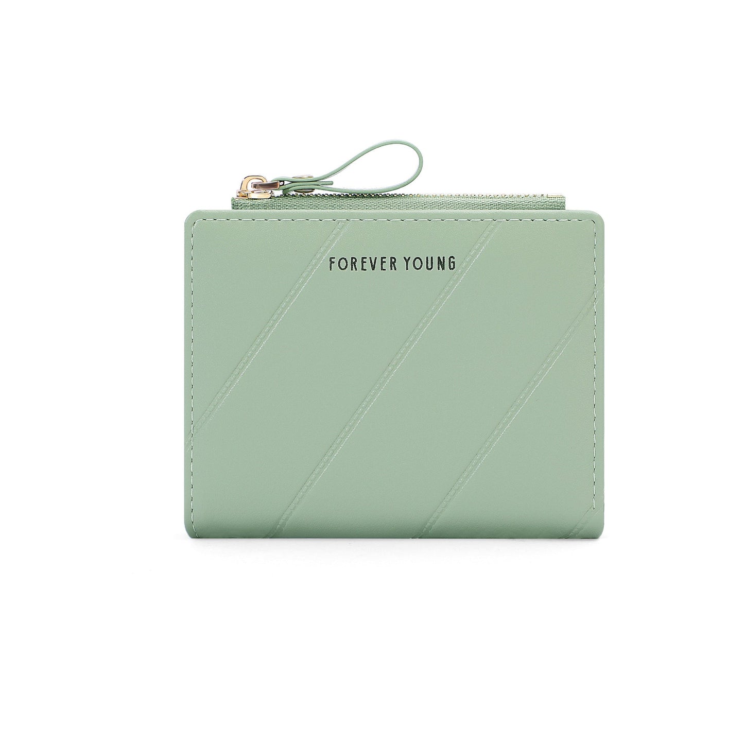 forever young new style women's wallet short zipper fashionable Korean version with multiple card slots card bag pu coin purse 