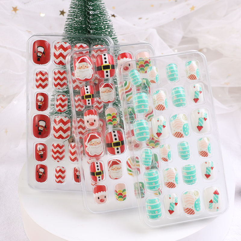 Children's nail stickers baby toddler boys and girls cartoon princess nail stickers jelly glue Christmas wear nails 