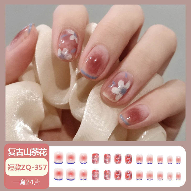 Wearable nail wholesale Xiaohongshu hot-selling nail art nail tips medium and long glitter black bow detachable nail stickers