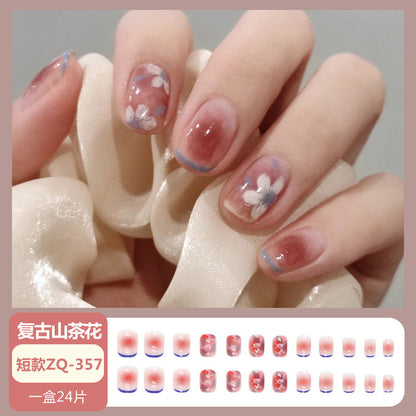 Wearable nail wholesale Xiaohongshu hot-selling nail art nail tips medium and long glitter black bow detachable nail stickers