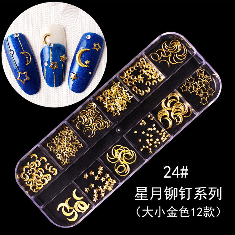 Nail accessories rhinestones flat bottom diamonds hollow rivet nail stickers diamond sequins colored diamonds flat bottom pearl shell pieces Japanese style