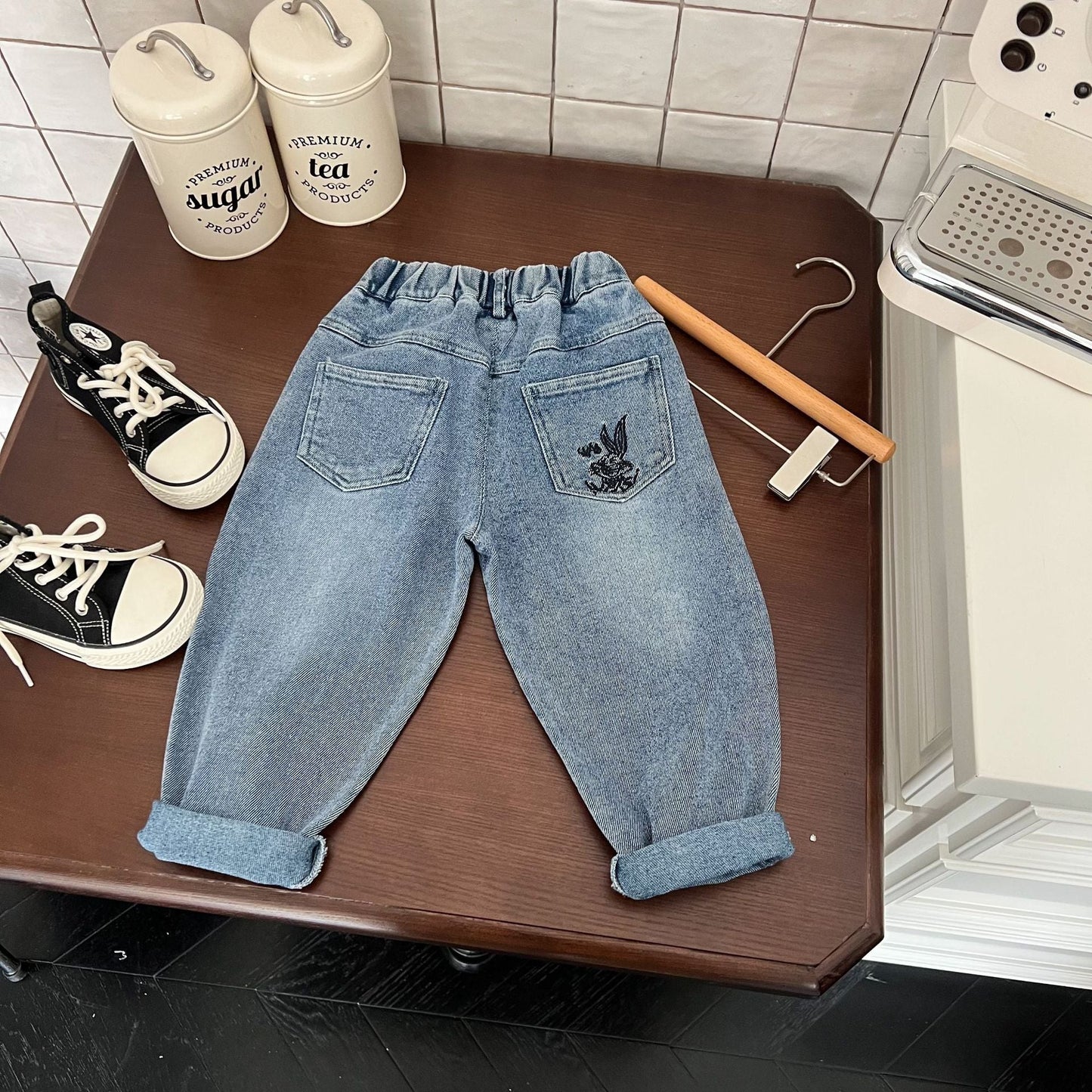 Children's clothing 2024 spring new children's pants children's jeans baby autumn trousers boys pants solid color jeans