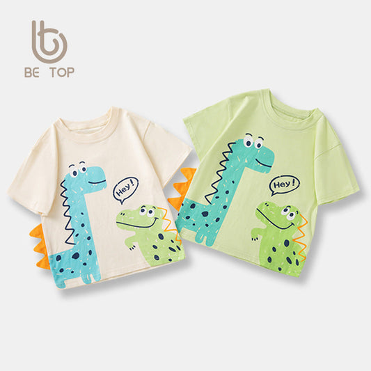 Brand source cross-border children's clothing wholesale summer new products children's short-sleeved T-shirt boy baby clothes cartoon dinosaur INS