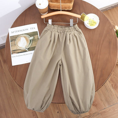 Children's cotton anti-mosquito pants summer thin cotton leggings pants Korean version of fat cool fat harem pants cotton yarn