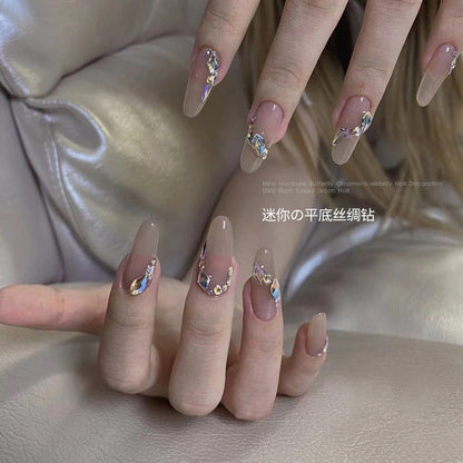 Glittering cognac white mixed nail art accessories super flash mini small flat bottom special-shaped diamond silk color temperature elf same style