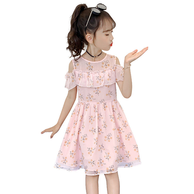 Girls summer dress 2024 new children's floral thin princess dress middle and large children Korean style western style dress