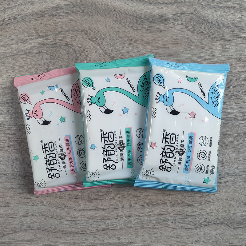 Shuyunxiang Pocket Wet Wipes 10 ដុំ ក្រដាសអនាម័យទារក 20 កញ្ចប់ កន្សែងសើមដែលអាចចោលបាន ដឹកជញ្ជូនដោយឥតគិតថ្លៃ