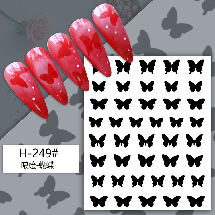 Nail art spray painting stickers airbrush hollow template stickers French smile line love butterfly star spray painting nail stickers