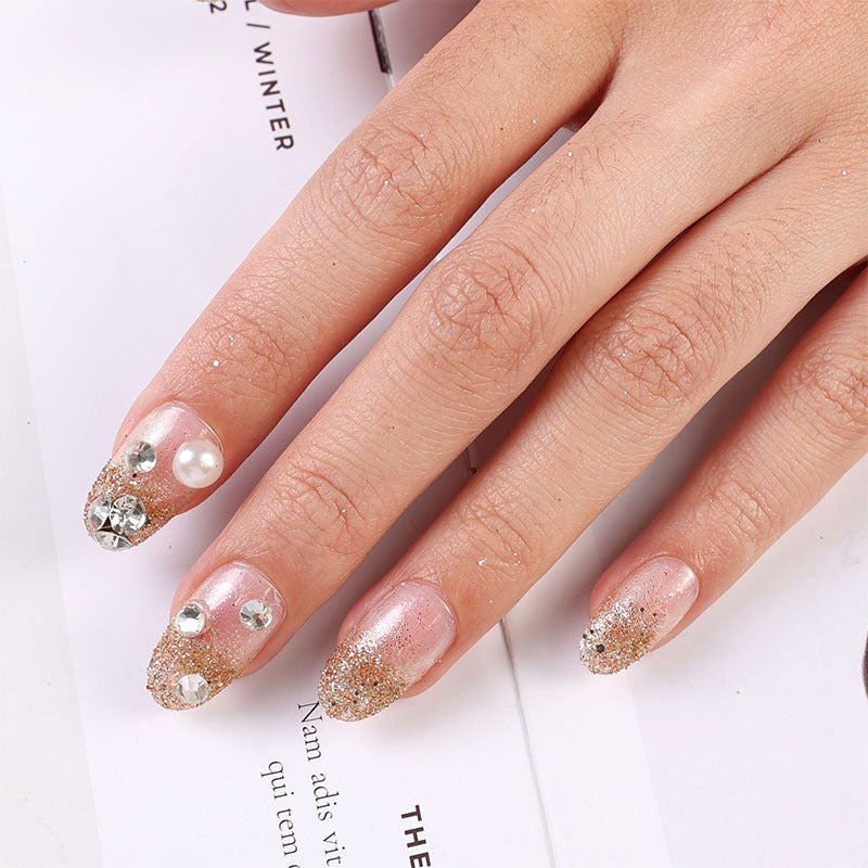 Amazon's best-selling wearable nails, French-style high-end short nail pieces, can be worn repeatedly and removable fake nail patches