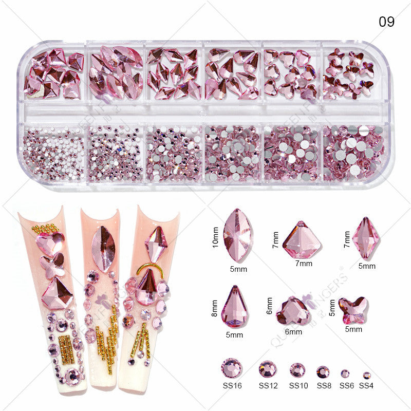 New nail art special-shaped diamond fantasy special-shaped flat bottom nail art diamond glass diamond jewelry nail stickers sequins accessories wholesale