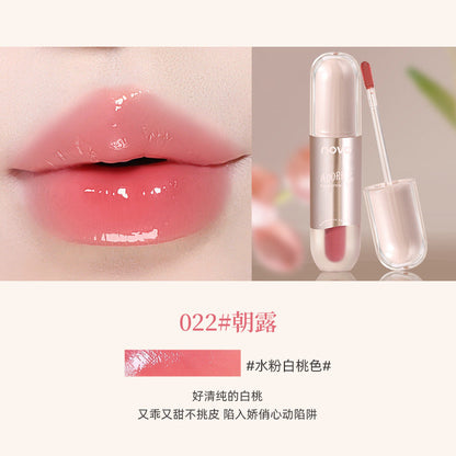 NOVO ក្រែមលាបមាត់បែប Water-glossy Mirror Glossy Lip Glossy, Water and Clear មិនងាយរលប់ ជាប់ពណ៌បានយូរ, Non-stick Cup Student Party