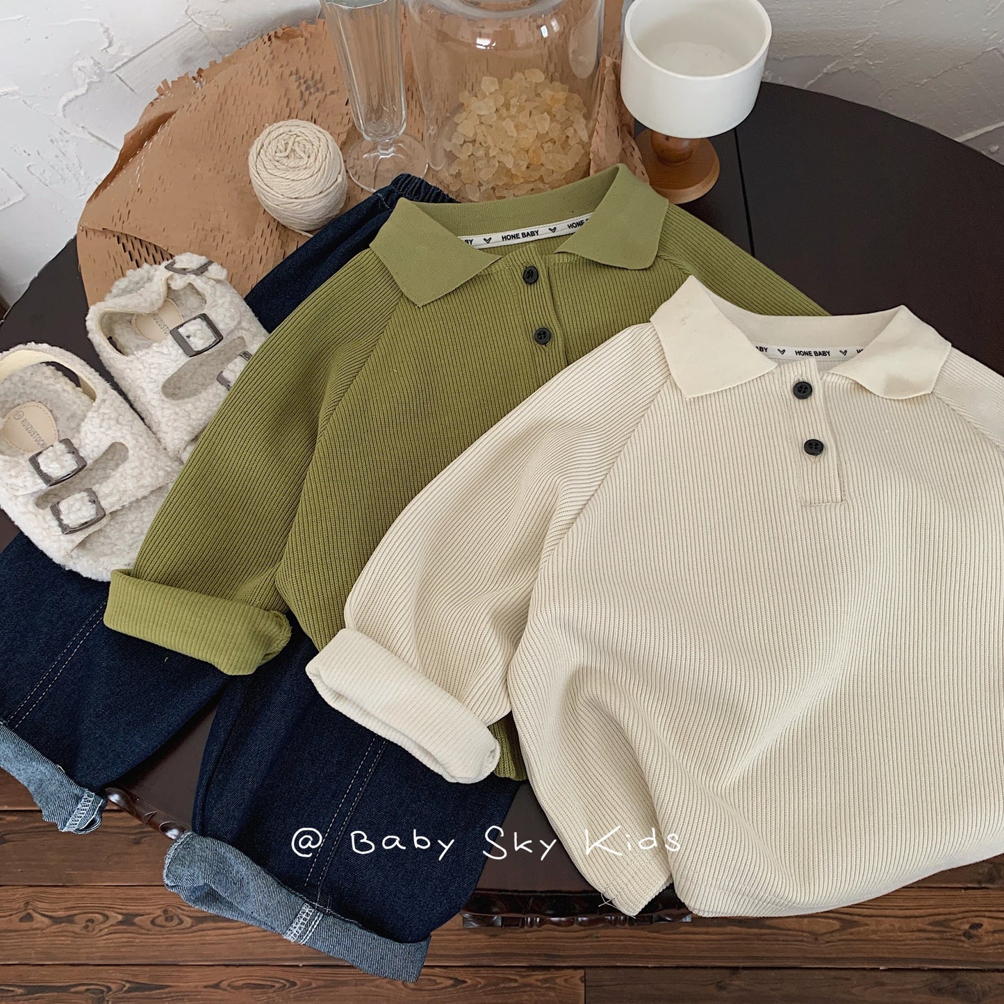 Children's POLO shirt 2024 Bangcheng Spring Boy Korean Solid Color Thick Wool Sweater Casual Top Trend F0346