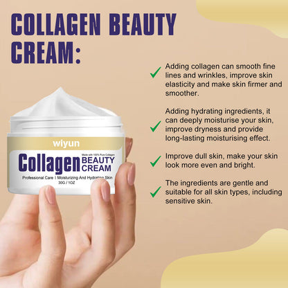 ក្រែមលាបមុខ wiyun collagen ធ្វើអោយមុខ ស ម៉ត់ រលោង បំបាត់ស្នាមជ្រួញ បន្តឹងស្បែកមុខ ផ្តល់សំណើម និងផ្តល់សំណើម 