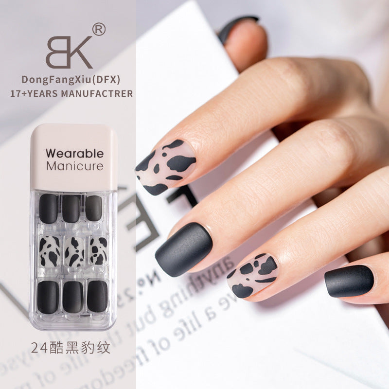 BK wearable nail art patch finished product wholesale spring and winter whitening jelly glue wear and tear square nail piece nail30