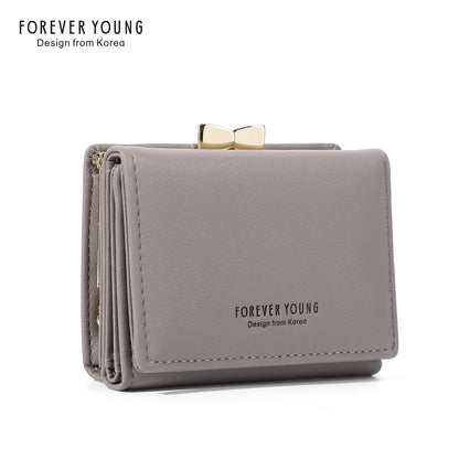 forever young wallet women's short cute Japanese style student wallet Korean version simple three folding coin purse