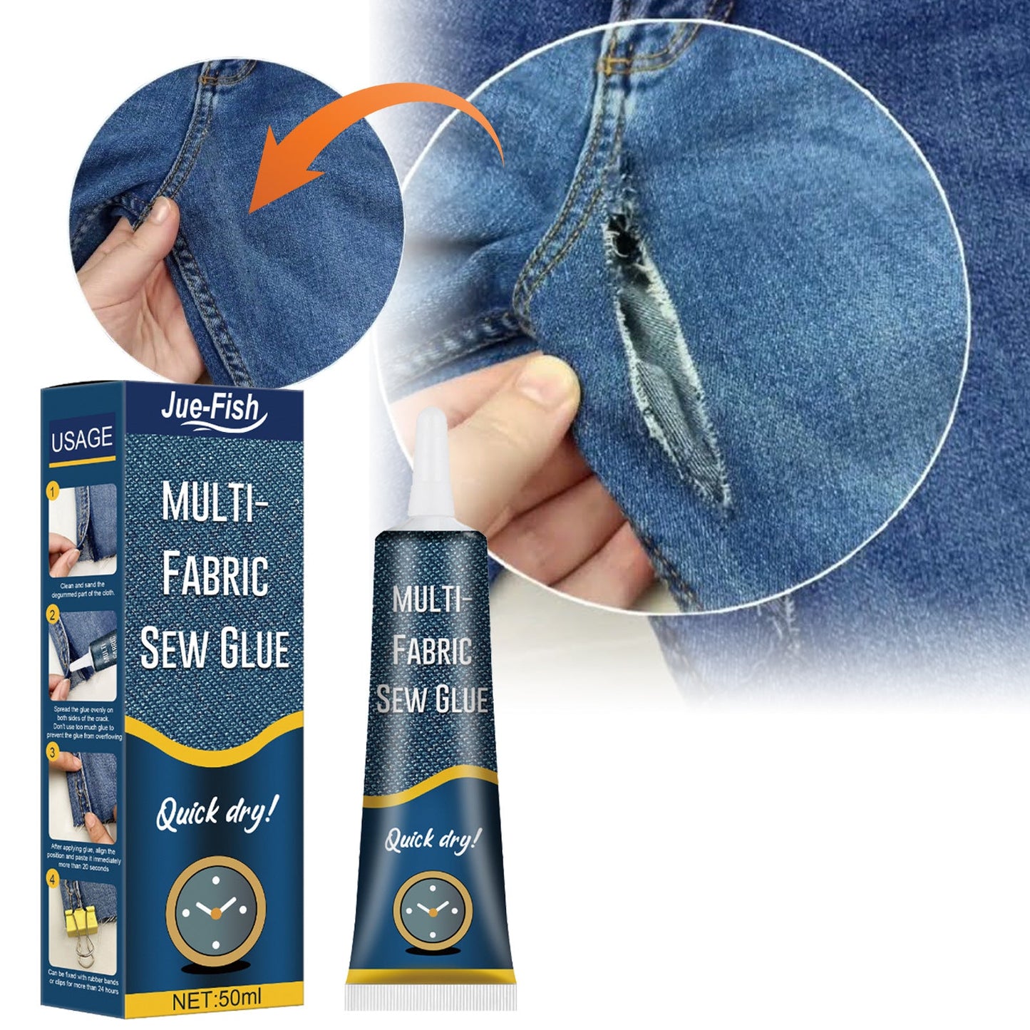 JUE-FISH fabric repair glue clothes special glue printing pants insoles jeans ripped fabric glue 