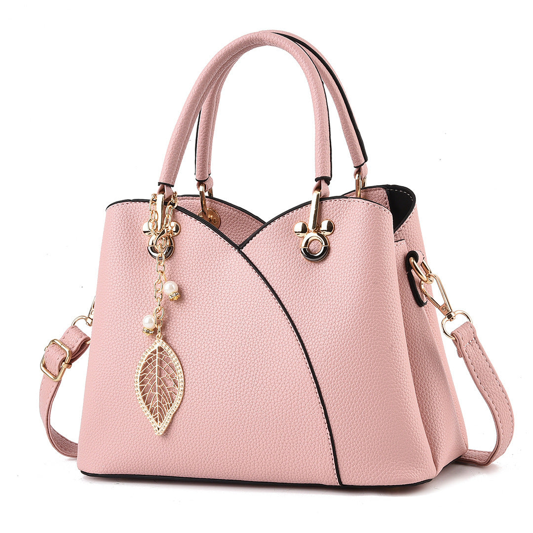 2024 new style ladies' bags, fashionable and versatile, trendy solid color stitching, soft leather handbag, messenger bag 