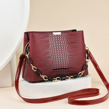 2024 autumn and winter women's bags new Korean style trendy embossed high-quality texture chain shoulder crossbody bucket bag 