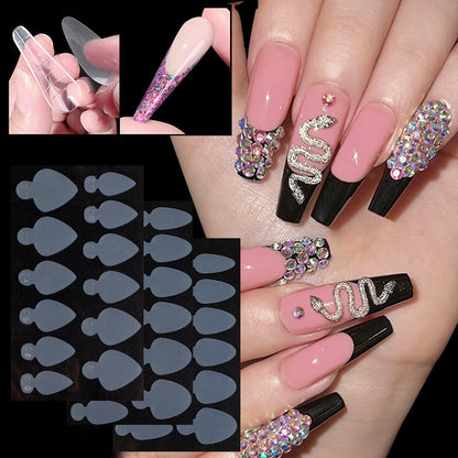 Silicone nail extension film 12 pieces of nail mold French stickers manicure crystal nail film mold piece no frosting no paper support extension glue 