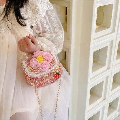 Fashion pearl handbag cute children's bag female trendy chain crossbody bag princess small fragrance style shoulder bag wholesale