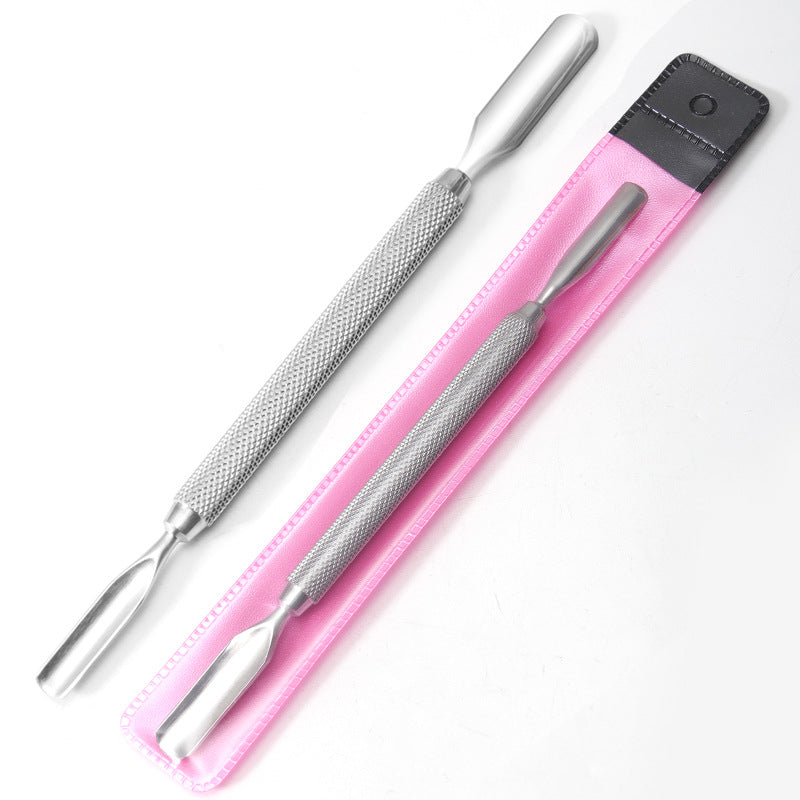 Stainless steel mirror light double head dual purpose nail remover scraper dead skin remover steel push shovel push nail file manicure tool set