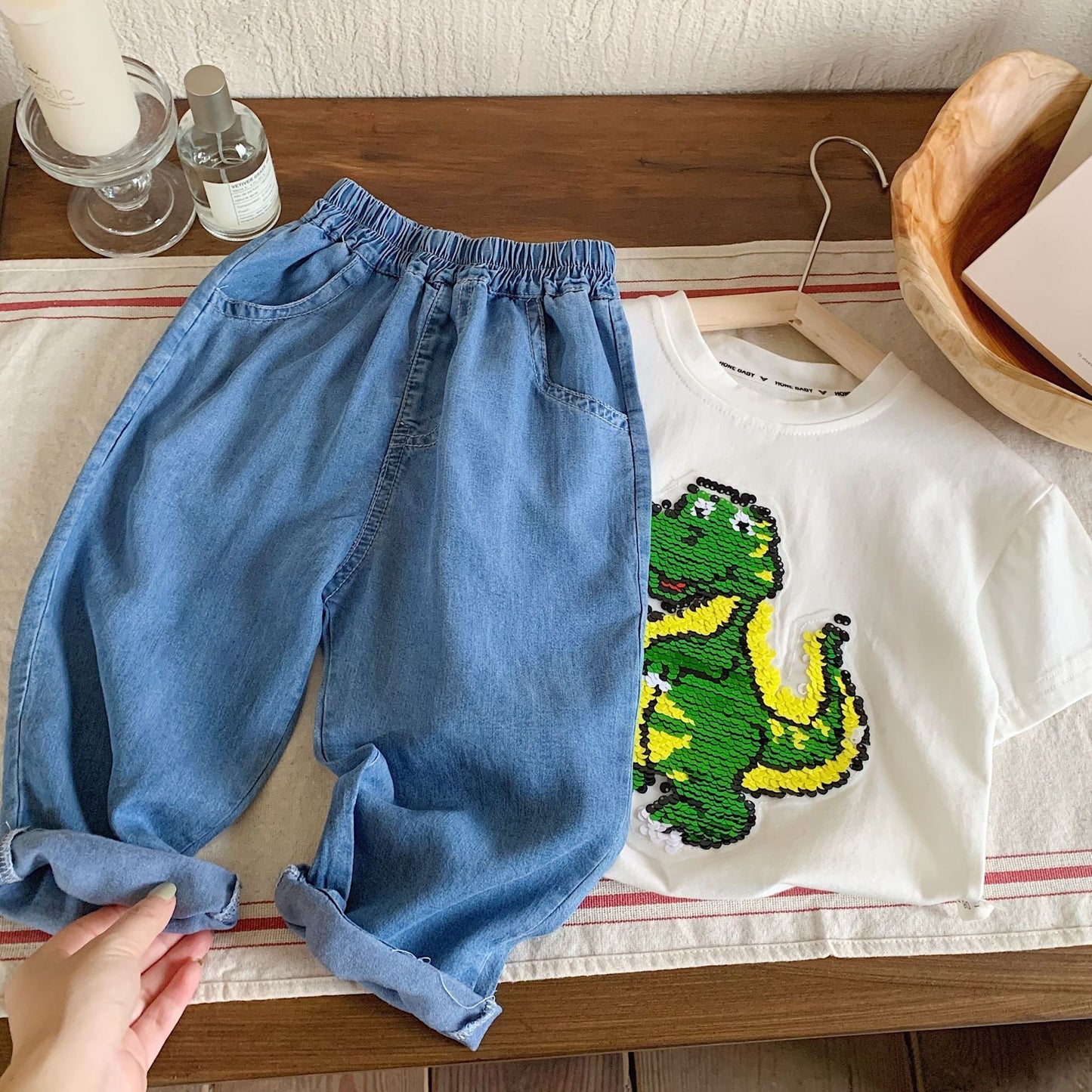 Children's jeans 2024 Bangcheng summer style boys and girls ice silk jeans baby anti-mosquito pants casual trousers F0126