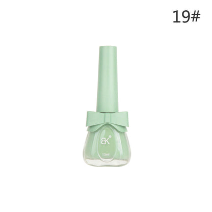 BK new bow seven-day water-based nail polish pure color free baking summer net red white macaron 13ml 