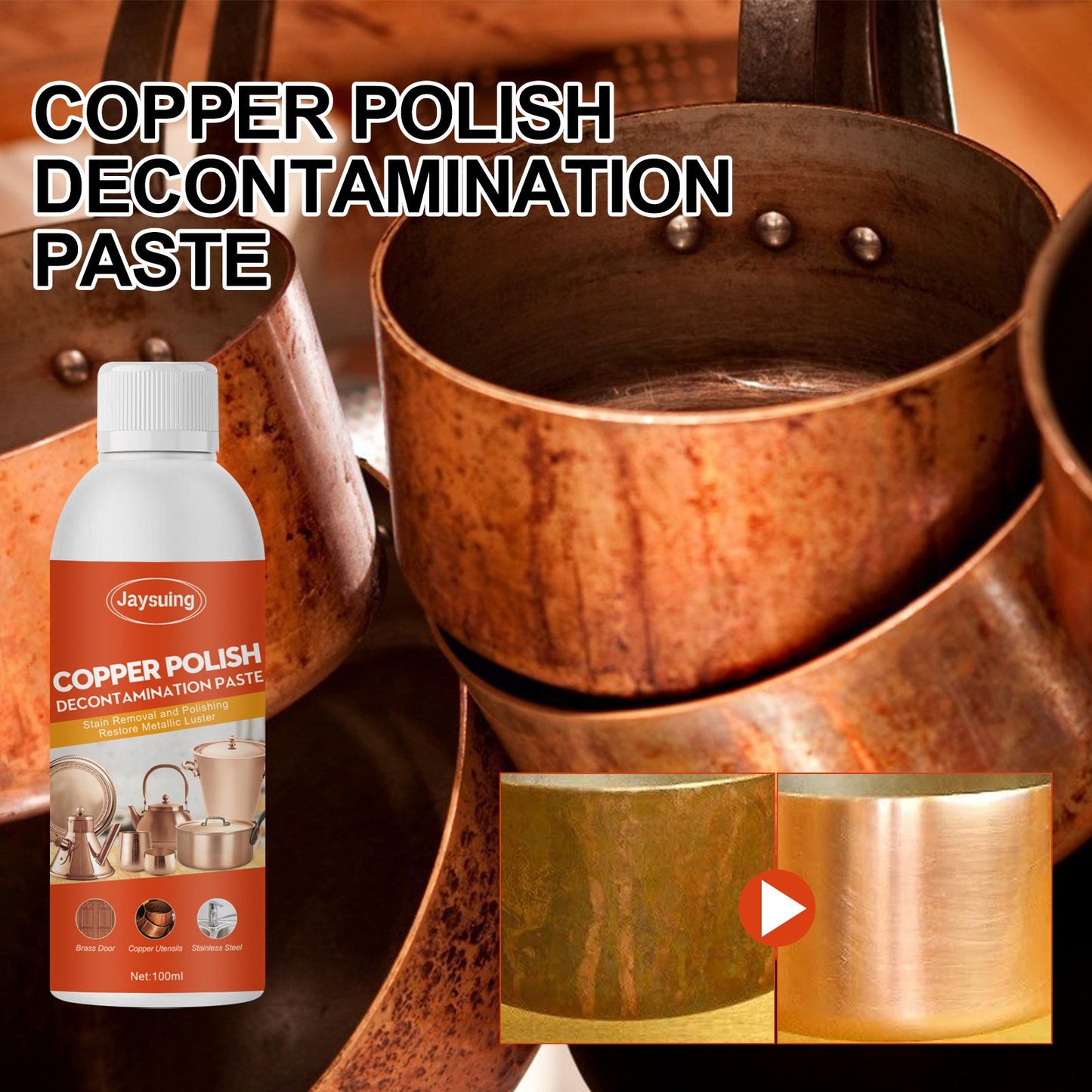 Jaysuing copperware copperware cleaner copper pot copperware deoxidation brass copper rust removal brightener 