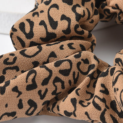 Blue factory direct sales new four-cornered starfish large intestine hair band European and American leopard print fabric hair tie ponytail headdress female