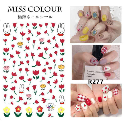 Hyuna's same style nail art nail stickers fruit stickers summer colorful cute 3D jewelry stickers small fresh plants