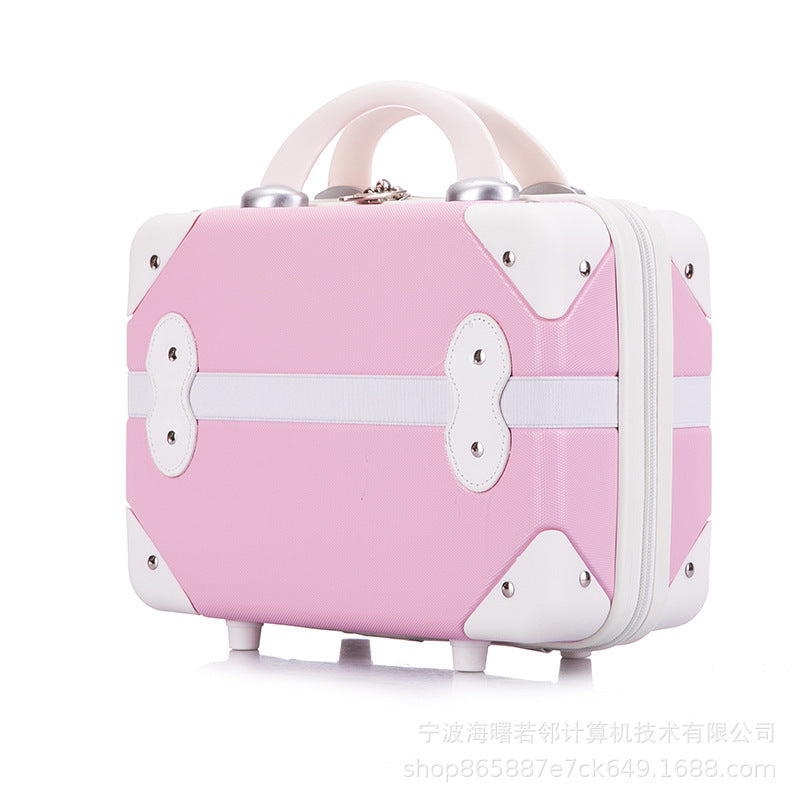 Retro mini suitcase 14-inch cosmetic case wedding dowry travel small box bag cosmetic boarding suitcase for women 