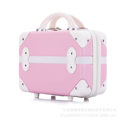 Retro mini suitcase 14 inch makeup box wedding dowry travel small box cosmetic bag boarding suitcase female 