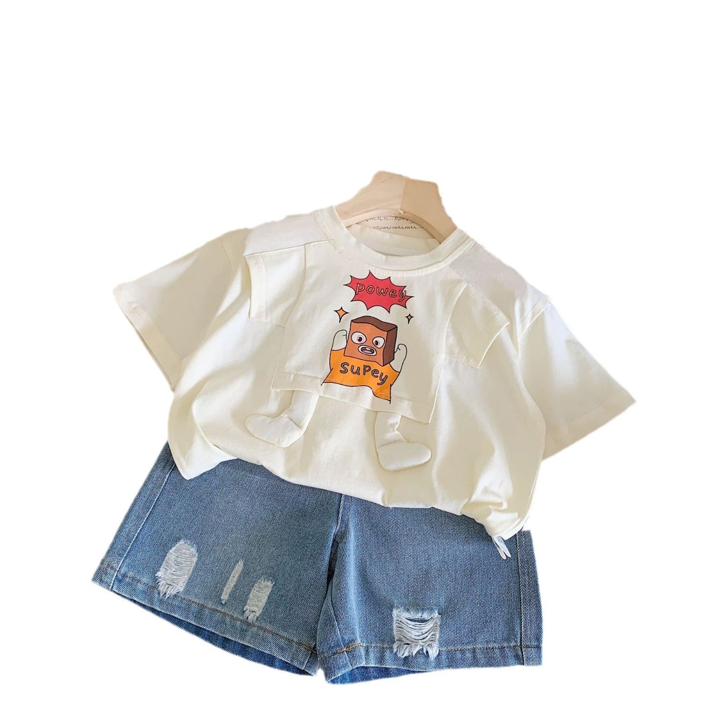 Children's T-shirt Bangcheng 2024 summer three-dimensional little feet short-sleeved boys and girls Korean version casual children's clothing tops G0276