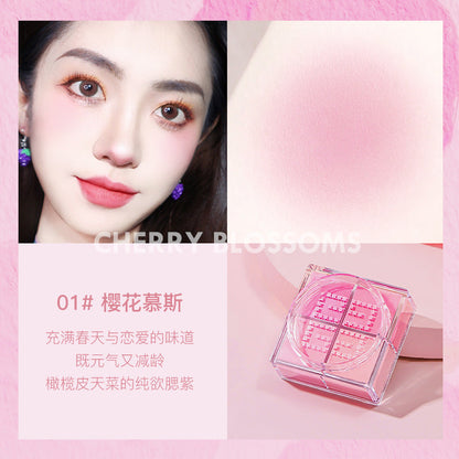 NOVO fFour-Gong Grid blush ការតុបតែងមុខបែបធម្មជាតិ matte blush niche ម៉ាកmake up មានតម្លៃសមរម្យ ងាយស្រួលសម្រាប់សិស្សទើបចាប់ផ្តើមថ្មីៗ