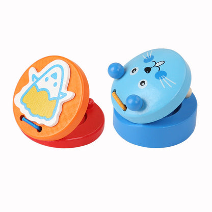 Children's wooden variety of cartoon animal castanets Orff musical instruments round early childhood enlightenment educational musical instrument board