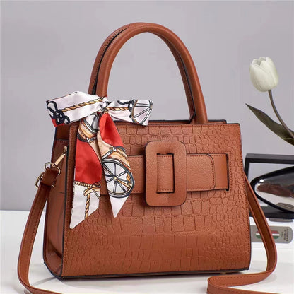 2024 autumn and winter women's bags new fashion large capacity shoulder bag simple atmosphere crocodile pattern messenger bag 