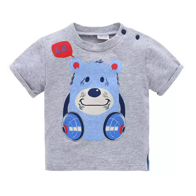 Factory children's clothing cartoon T-shirt summer children's casual T-shirt knitted round neck boy top one piece delivery 