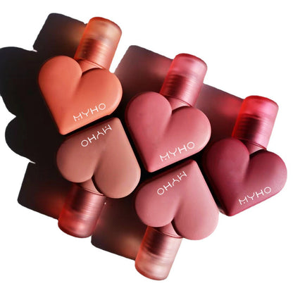 MYHO Love Mousse Matte Lip Glaze Heart-shaped Air Cushion Lip Glaze Light Velvet Matte Lip Mud Lipstick Cross-border