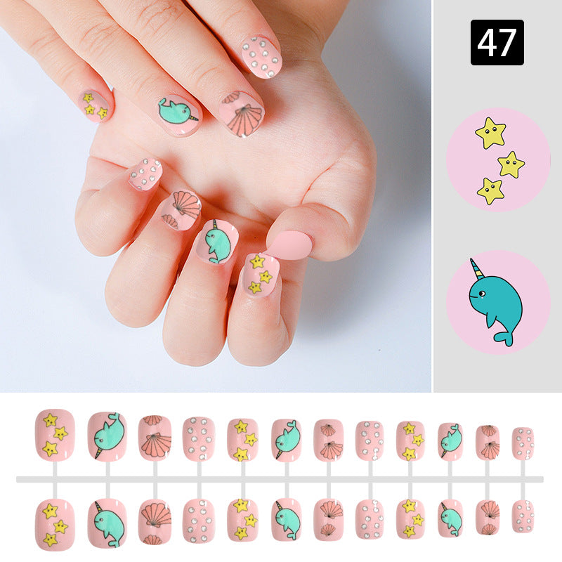 Nail art children's nails cute wearable nails nails children's false nails strip nails finished nails