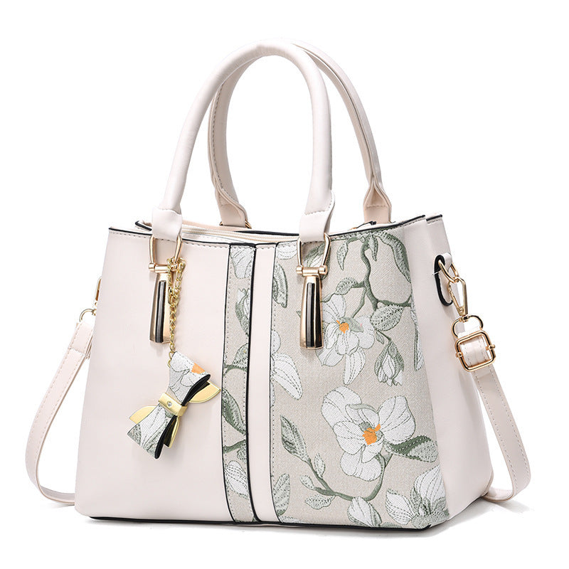 Personalized printed middle-aged mother bag large capacity handbag 2024 new fashion shoulder bag