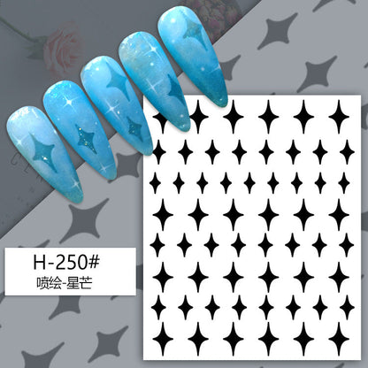 Nail art spray painting stickers airbrush hollow template stickers French smile line love butterfly star spray painting nail stickers