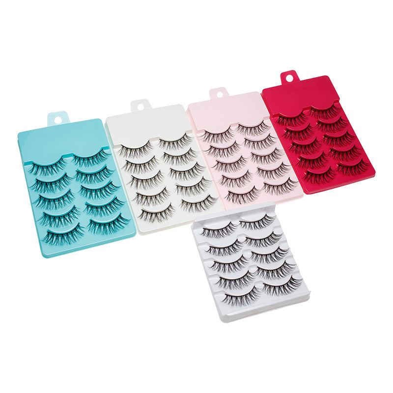 DINGSEN false eyelashes factory cross-border A20 five pairs of eyelashes little devil messy eyelashes candy color packaging